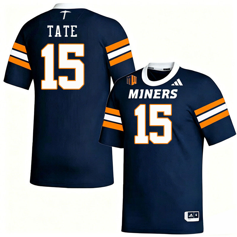 UTEP Miners #15 Trevon Tate College Football Jerseys,Uniforms-Navy
